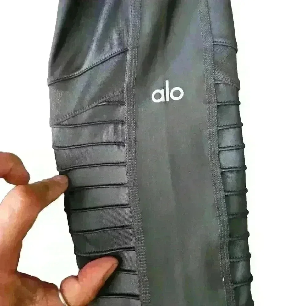 Alo Womens Gray High-Waist Moto Legging S
